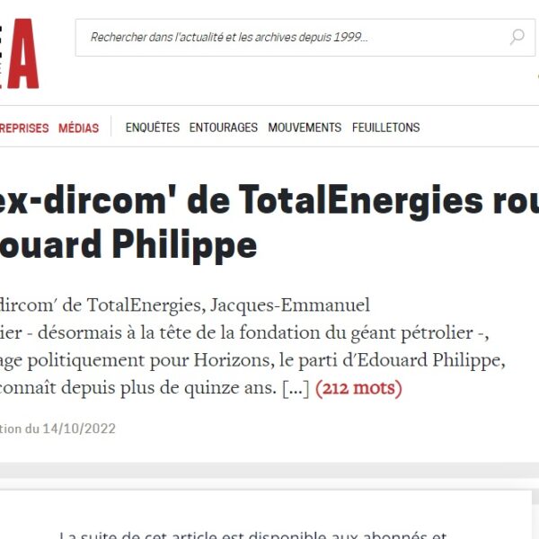 L’ex-dircom’ de TotalEnergies roule pour Edouard Philippe
